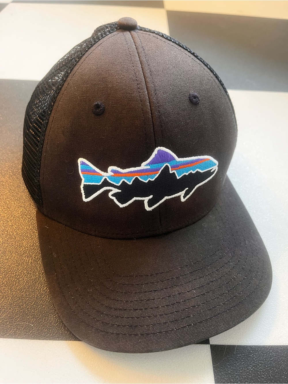 Patagonia Fitzroy Trout Trucker Hat. Black. Size Adjustible